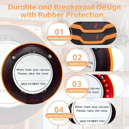Image of Restaurant Pager System 16 Coaster Pagers and Beepers, Restaurant Beepers Buzzers System with Vibration Flashing Buzzer Queue Wireless Calling System for Food Truck Coffee Shop Church Nursery Bar