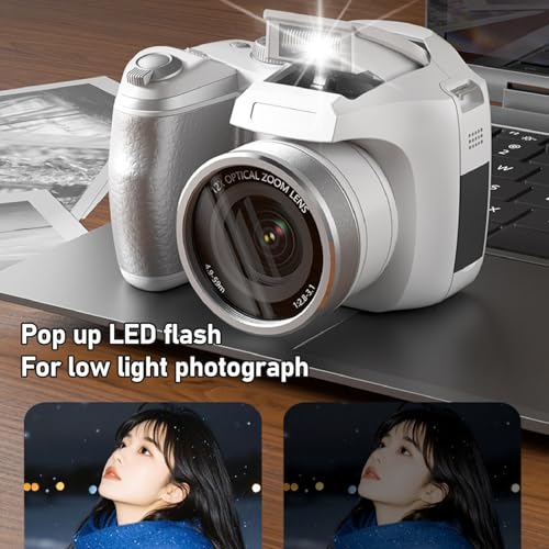 Cámara DSLR 4K, Zoom 12X Óptico y 6X Digital, Blanca miniatura 5