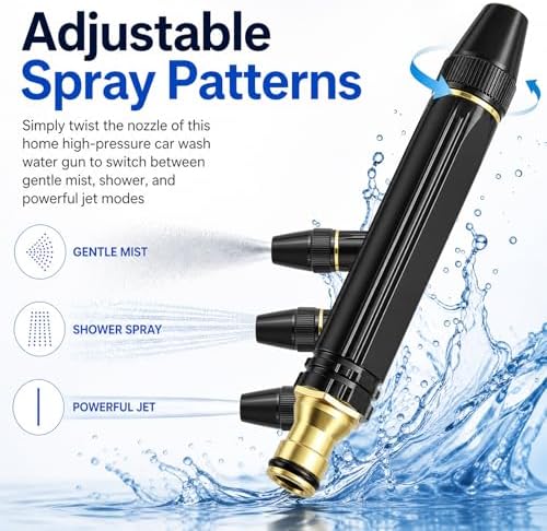 2026 New Home High Pressure Car Wash Water Gun,Adjustable High Pressure Water Cannon Spray Nozzle with 3 Connectors,Portable Highs Pressures Hose Nozzle for Car Garden Washing - 4