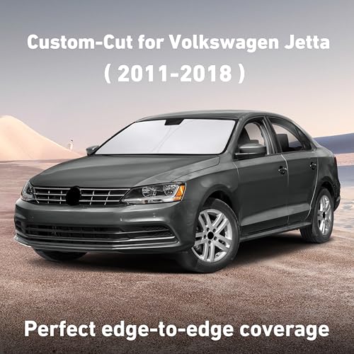 Image of EcoNour Windshield Sunshade Compatible for Volkswagen VW Jetta 2011-2016 2017 2018, Sun Visor for Front Windshield & Window Sun Shade Cover, UV Heat Blocker & Protector, Car Accessories