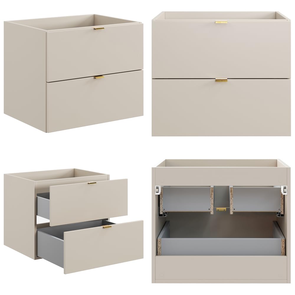 Lomadox DURANGO-56 - Lavabo doppio da bagno, 120 cm, in cashmere opaco, 4 cassetti, lavabo in ceramica
