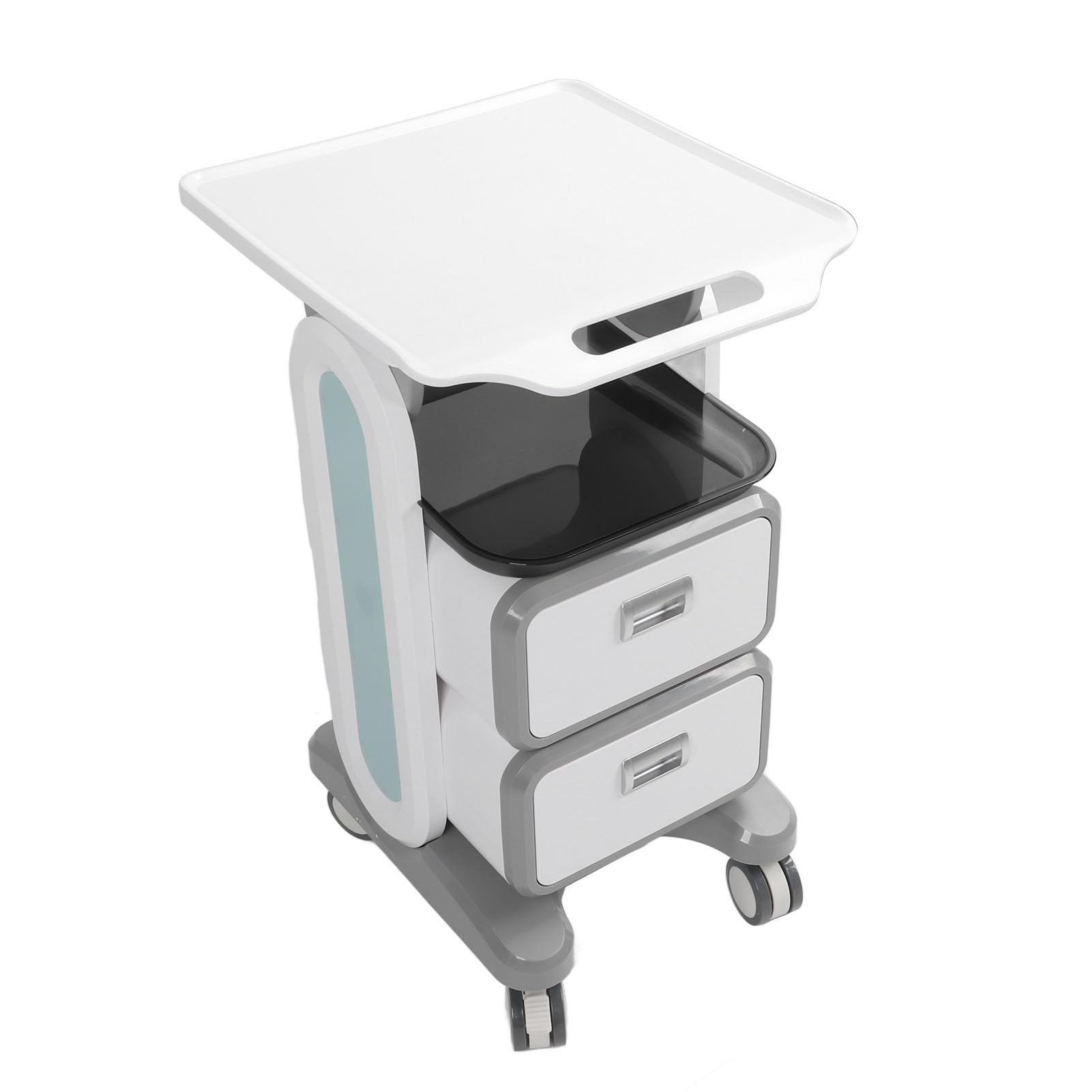 Carrello Medico con 2 Cassetti, Carrello Salone, Carrello Cosmetici, Carrello Salone di Bellezza con Vano Portaoggetti e Carrello Porta Attrezzi con Ruote Universali