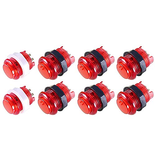 Arcity 8�� �A�[�P�[�h LED �v�b�V���{�^�� �C���~�l�[�V�������C�g 6 × 30mm �{�^�� + 2 × 24mm �{�^�� �����}�C�N���X�C�b�`�t�� �A�[�P�[�h �}�V�� �r�f�I�Q�[�� �R���\�[�� DIY Jamma MAME Raspberry