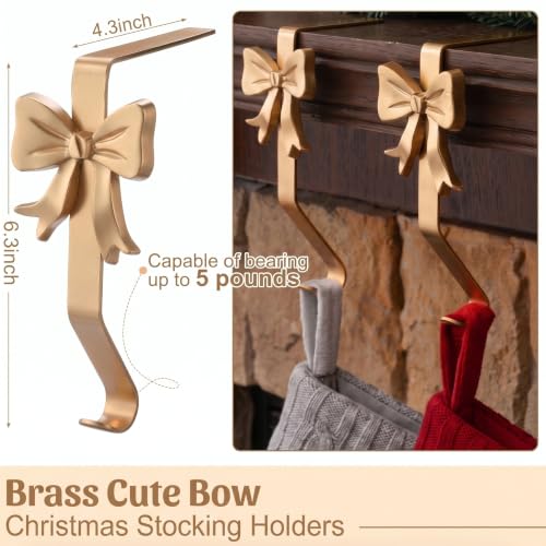 8 Pcs Brass Bow Christmas Stocking Holders - image 3