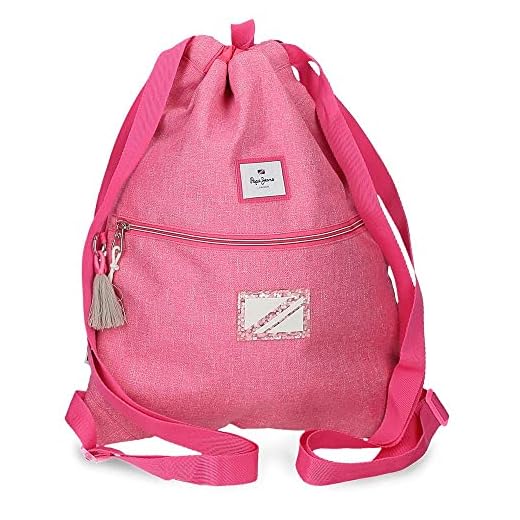 Pepe Jeans Luna Mochila Saco Con Cremallera Rosa 35x46 cms Poliéster