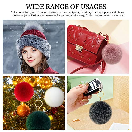 KPX 36 pcs Pom Pom Keychain Faux Fox Fur Fluffy Puff Ball Keychain Bulk