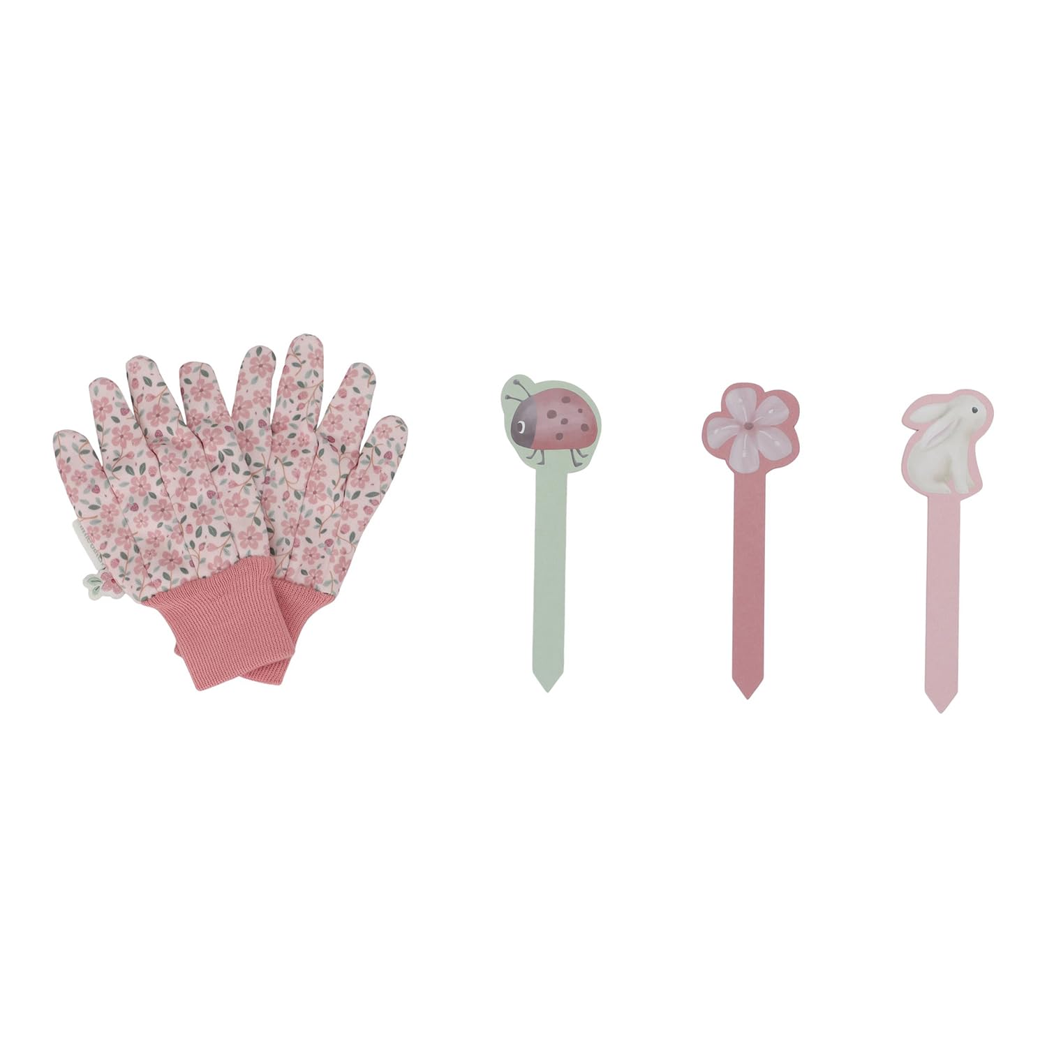 Little Dutch Gartengeräte Set - Gartenspielzeug für Kinder - inklusive Tasche, Handschuhe, Gießkanne, Schaufel, Harke, Pflanzenstecker - 10-teilig - Fairy Garden rosa