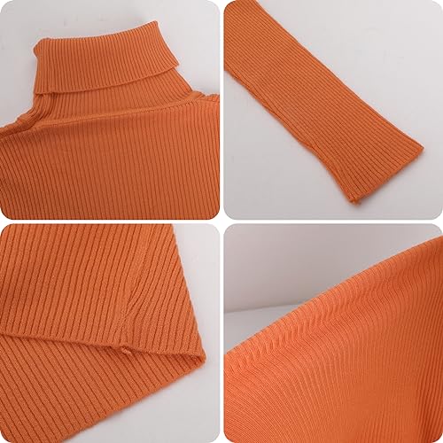 Image of TICIFEN Women Turtleneck Knit Sweaters Basic Casual Long Sleeve Shirts Slim Fit Thermal Underwear Tops Soft Rib Sweater Tee