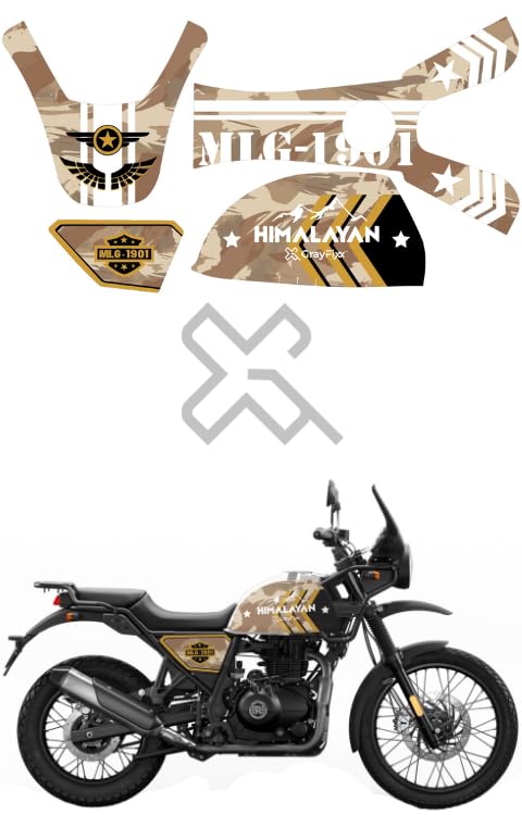 Grayfixx Military Desert Edition Full Body Sticker for Himalayan | Made in Premium Gloss Vinyl with FPF(Fade Protection Film), Water Proof, Precut Sticker, Pack of 1 Both Side with 2 Years Guarantee