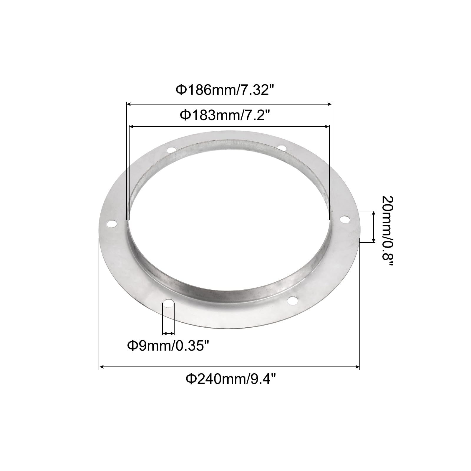 PATIKIL 7" Duct Connector Flange, Straight Pipe Exhaust Flange Stainless Steel Duct Mounting Plate for Heating Cooling HVAC Ventilation - Image 2