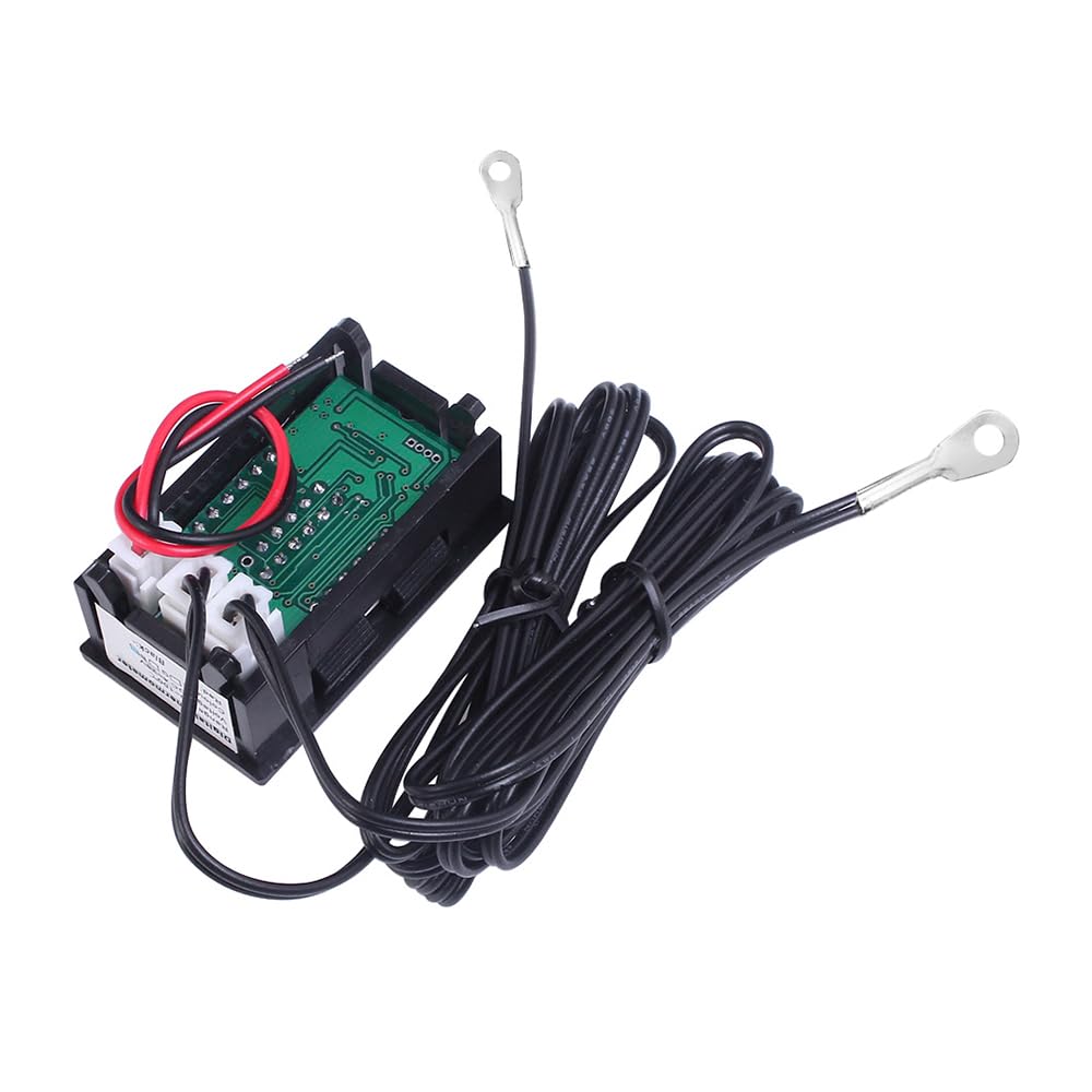 Cyfrowy miernik temperatury DC 4-28 V LED, podwójny wyświetlacz, wodoszczelny, regulator temperatury, z metalową sondą 1 m NTC do samochodu, pokoju i wnętrz (czerwony zielony)