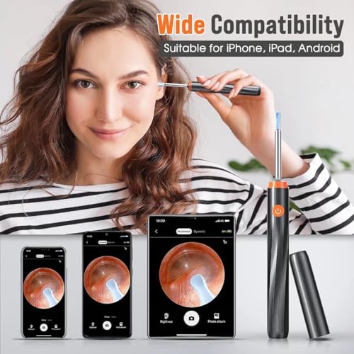 Image of Ear Wax Removal Tool Camera - Ear Cleaner with 1080P HD Camera, Otoscope with Light, Earwax Removal Kit for iPhone, iPad, Android Phones (Orange)