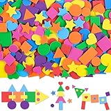 1600 Pcs Foam Stickers 16 Sheets Foam Shapes Sticker Self Adhesive,Star Sticker for Kids Crafts Supplies Geometric Stickers for Preschool DIY Arts Project Star Heart Circle Triangle (16,Multicolor)
