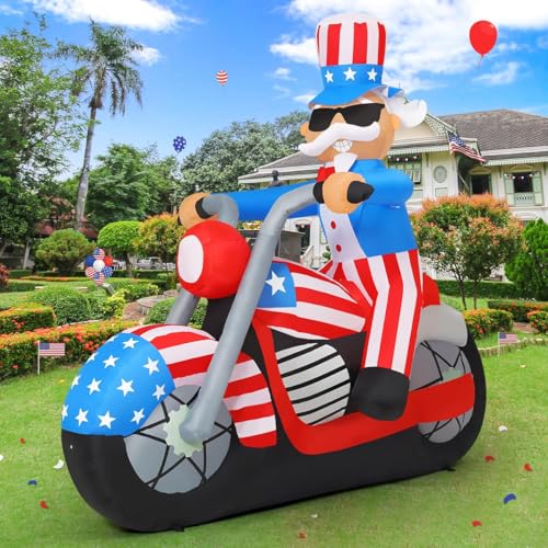 GOOSH 6 FT 4th of July Patriotic Inflatable Decorations Uncle Sam Blow Up Yard with LED Lights for Holiday Party Independence Day Memorial Day Decor