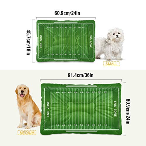 Image of Blueangle American Football Field Dog Bed Cat Bed, Rectangle Comfortable Pet Bed, Ultra Soft Calming Dog Bed for Small Medium Large Dogs, 36 inch x 24 inch