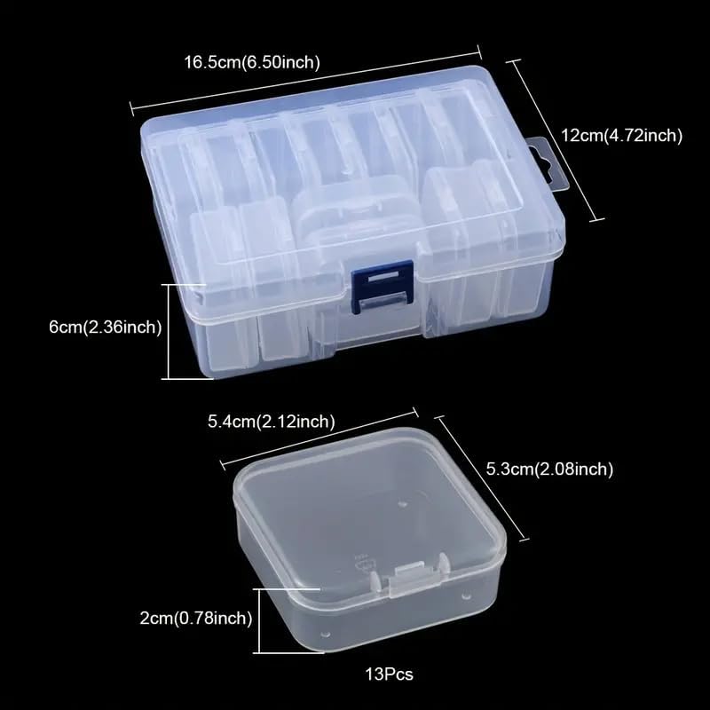 HDR MALL 13pcs Bead Organizers in A Clear Box, Clear Plastic Diamond Painting Storage Container with Mini Clear Boxes for Craft Organziers and Storage Art Embroidery 2