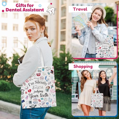 Image of Y1tvei Canvas Bags Gifts, Tote Bag with Makeup Pouch, Birthday Party Favors