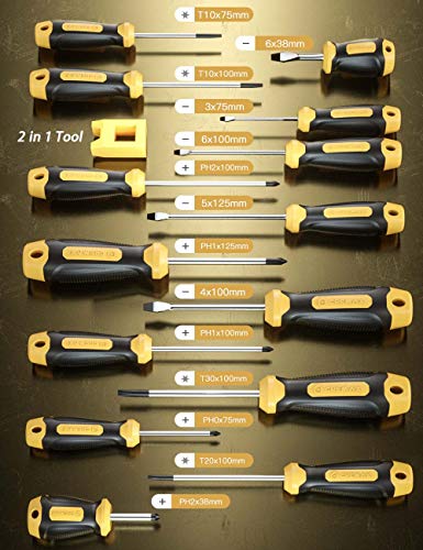 Magnetic Screwdriver Set 14 PCS Include Slotted/Phillips/Torx Precision Screwdriver, CREMAX Professional Cushion Grip and Non-Slip for Repair Home Improvement Craft