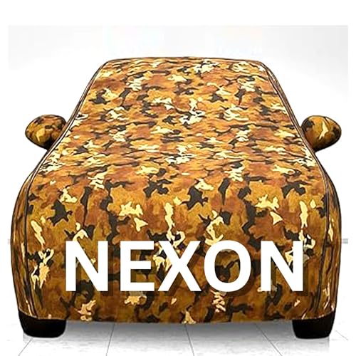 Image of 100% Waterproof Car Cover for Nexon UV Protection, Dustproof, Windproof | Custom Fit with Mirror Pockets, Belt & Buckle | All Weather Outdoor Body Cover(Jungle)