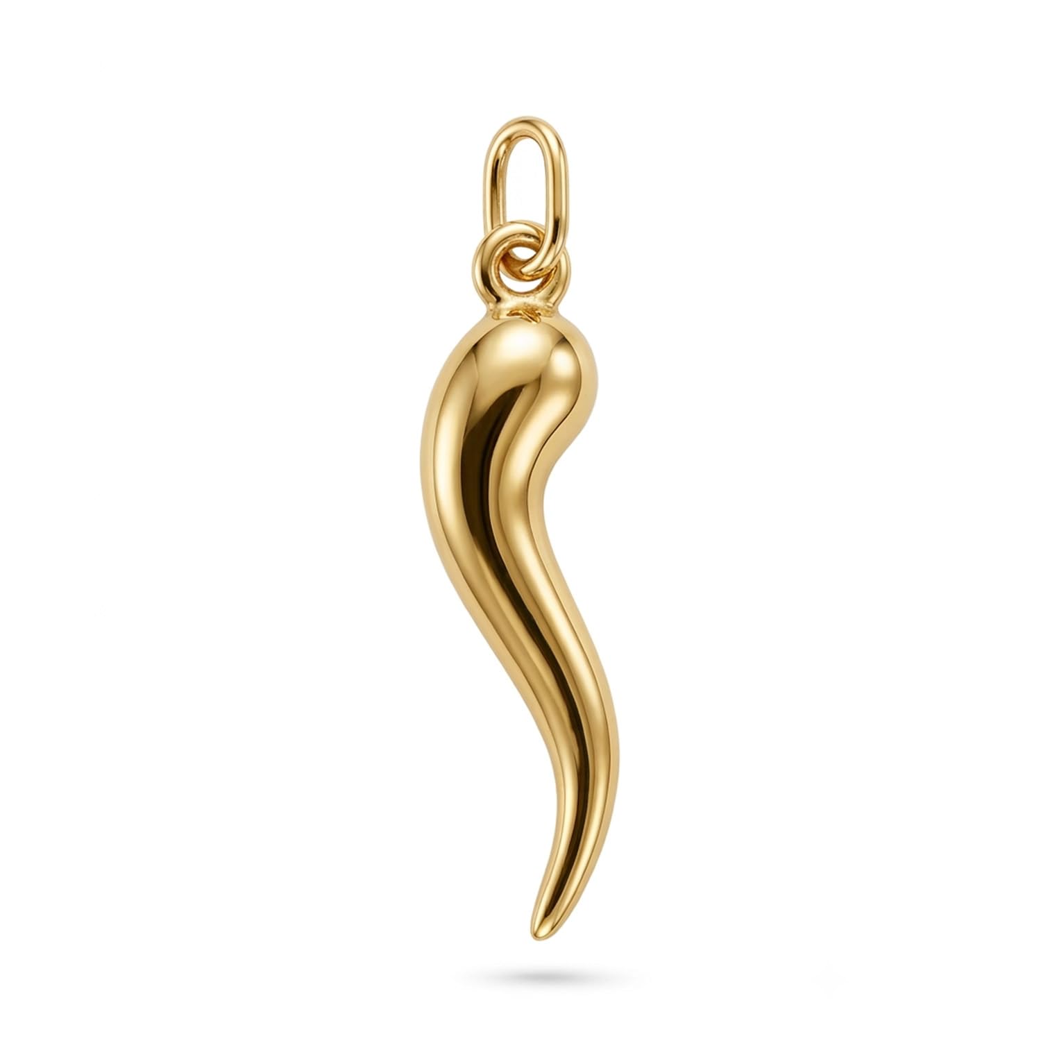 Gold Italian Horn Charm - 10 Karat Solid Gold - Dangle Charm - Cornicello Pendant