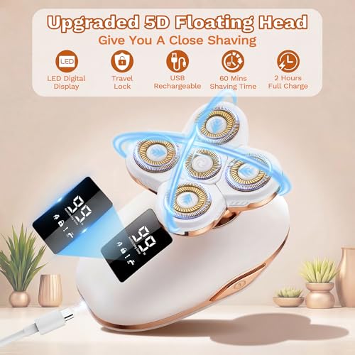 Electric Razors for Women, 5 in 1 Lady Shavers, Electric Shaver for Women, Wet/Dry Bikini Trimmer, Rechargeable Facial Hair Removal, Painless Shaver Razor for Arms Legs Armpit Pubic Area (Gold) - image 4