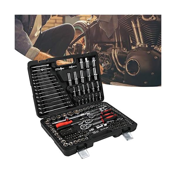 LANTRO JS- 215-teiliges Ratschenschlüssel-Set Kombinationsschlüssel-Werkzeugset 1/4in 3/8in 1/2in-Steckschlüsselsatz… – Bild 5