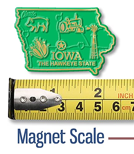 Imán pequeño del estado de Iowa en goma vintage miniatura 2