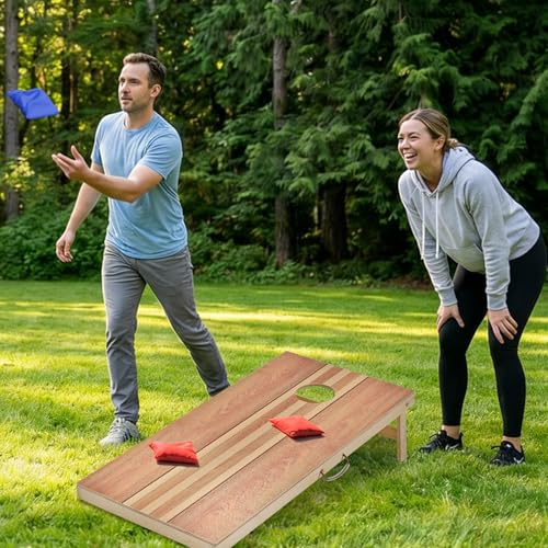 Image of Sportdo 4x2 ft Solid Wood Cornhole Set with 8 Bean Bags, Regulation Size Cornhole Board Set for Adults, Cornhole Game Set for Tailgate Backyard Toss Games Indoor&Outdoor Activities