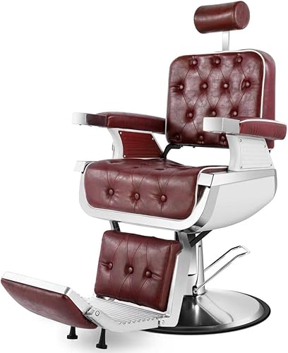 Miniatura 4 de Artist Hand Silla de peluquería vintage resistente silla de salón hidráulica reclinable equipo de estilo de spa rojo Rojo