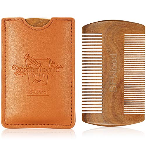 BFWood Pocket Beard Comb - Sandalwood Comb with Leather Case