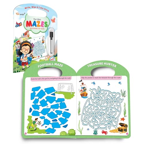 Image of Write, Wipe & Take Along Play With Mazes With Pen :- Interactive Maze Solving Fun for Children, fun reusable pen maze book, educational reusable maze workbook kids,