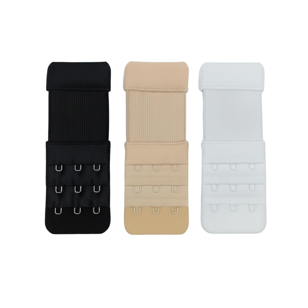 Bra Hook Extender- 3 Hooks - 3 Rows(With Extra Elastic) Increase3 band length - bra Extensions - Bra extender hooks - Bra Hooks for Women - Bra Hook and Eye- Bra hook Extender Combo-image-15