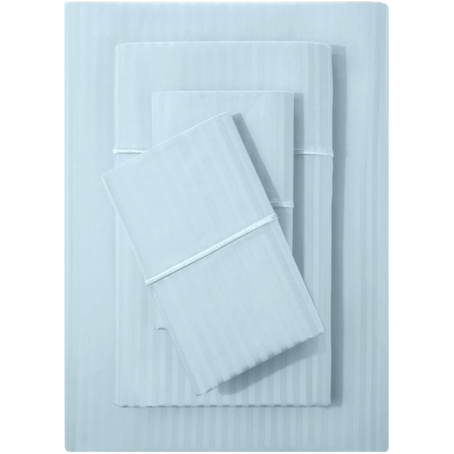 Feather & Stitch 500 TC California King Size Damask Bed Sheet Set, 100% Cotton Soft Breathable Bedsheets, 4 Piece 18" Deep Pockets Sateen Weave