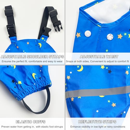 Fewlby Waterproof Trousers for Kids, Rain Bib Overalls Boys Girls, Toddler Rain Pants Wind and Mud Protection, Cartoon Rainwear for Outdoor Play, 2-3 Years - Image 4