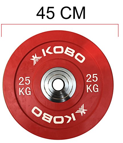 Image of Kobo 5 Kg (51 mm) Bumper Plates Competition Level Olympic Barbell Bar Weight Plate with Machined Steel Collar Elite (Imported) - Sold in Pairs