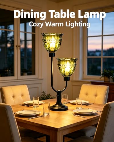 Image of Lightdot Mid Century Modern Table Lamp Dimmable Vintage Green Glass Lamp