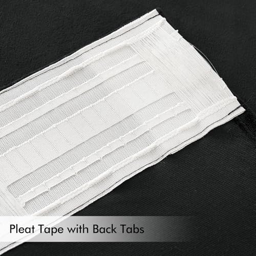 Image of MIULEE Black Velvet Pinch Pleat Blackout Curtains W52 X L96 Inches | 2 Panels,Luxury,Thermal Insulated,Super Soft,Back Tab & Rod Pocket,for Bedroom Living Room