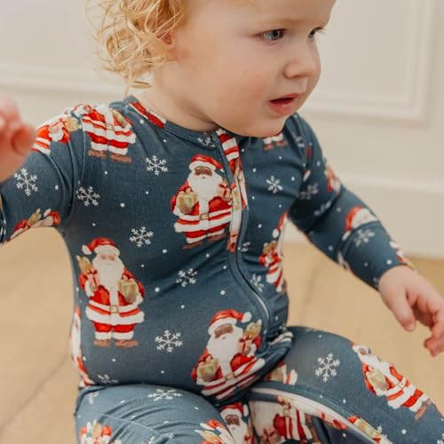 Image of Copper Pearl Zip-Up Footie Baby Pajamas - Soft Newborn Onesies for Boys & Girls, Tag-Free with Two-Way Zipper Baby Sleepers for Newborn - 24 Months, Santa Claus