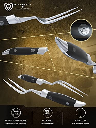 Dalstrong Carving Knife & Fork Set - Gladiator Series Elite - Forged German High-Carbon Steel - 4Pc - 9" Carving Knife & Sheath - Hollow Ground - 8" Honing Rod - Matching Fork - Nsf Certified #TOP2