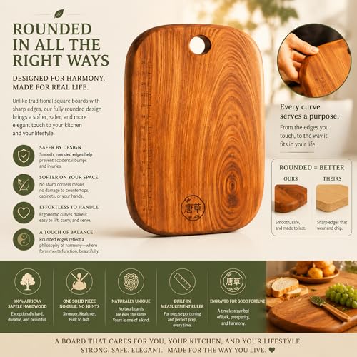 Tabla de cortar rectangular de madera sólida 39.9x27x3 cm miniatura 3