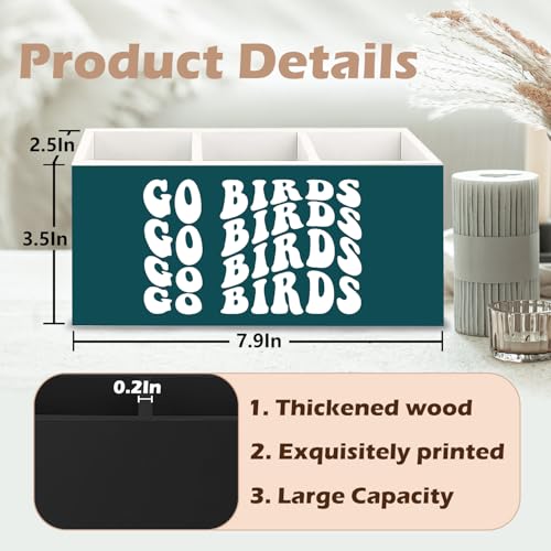 Image of Football Fan Gifts Green Wooden Pen Pencil Holder for Office Desk Accessories, Gifts for Football Lovers Players, Go Birds Makeup Brush Toothbrush Holder Organizer