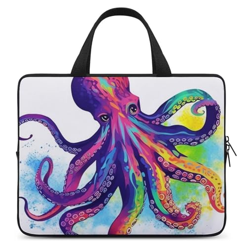 Sacoche ordinateur portable étanche et durable à motif pieuvre colorée