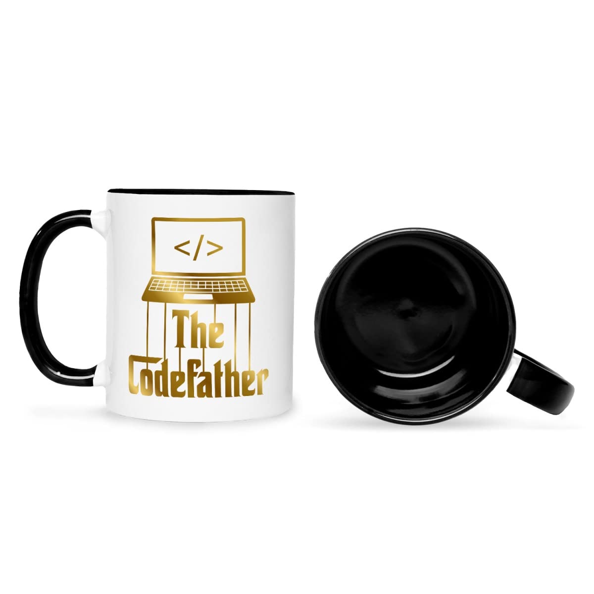 MoonWorks Kaffeetasse „The Codefather“ – 325 Ml, Schwarz, Für Programmierer & IT-Fans, Spülmaschinenfest