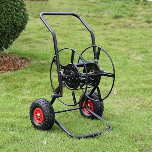 Carro de carrete de manguera de jardín con ruedas dobles para una fácil movilidad en plantación, riego y lavado de automóviles
