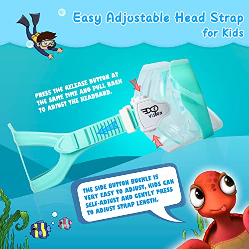Kids Swim Mask 180° Snorkel Diving Mask, Anti-Fog Child Swim Goggles With Nose Cover No-Leak Swimming Goggles Anti-Shattered Lens For Youth 4-15 (Green) #TOP5