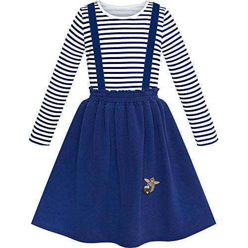 Image of 2 Pieces Set Girls Dress T-Shirt Suspender School