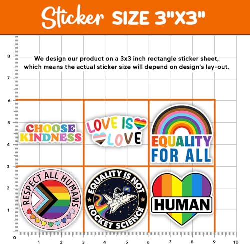 Image of MAIANEY Equality Sticker Pack - 15pcs 3in Human Rights Inclusion Diversity Positive Message Stickers, LGBTQ Equality Decals for Laptop Water Bottle Phone Journal Skateboard