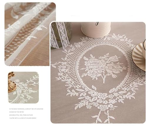 Nappe blanche jacquard floral table rectangulaire ronde - 4