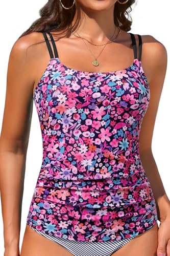 Tankini Tops for Women 2025 - Tummy Control Swim Top Only Modest Bathing Suit Top Swimsuit Top No Bottom