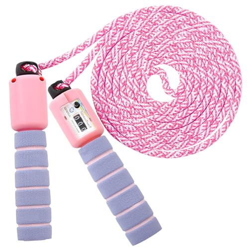 KONVINIT Corde a Sauter Enfant,Corde à Sauter Compteur Enfant Fille,Réglable Compteur Intégré et La Poignée Souple pour Le Fitness Jeu d'Ecole ou à...